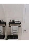AJU Havluluk Duvara Monte Raf Aksesuarlık Şal Askılığı Banyo Mutfak Düzenleyici Çok Amaçlı Raf Antrasit - 3