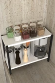 AJU Tezgah Üstü Raf Masaüstü Ayaklı Organizer Mutfak Banyo Düzenleyici Baharatlık Kitaplık Yüksek Raflı - 4