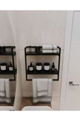 AJU 2 Raflı Havluluk Duvara Monte Raf Aksesuarlık Geniş RaflıBanyo Mutfak Düzenleyici Çok Amaçlı Raf - 2