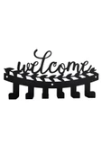 AJU Welcome Yazılı Duvar Askısı - Dekoratif Metal Askılık - Elbise Askısı Duvara Monte Paslanmaz Siyah - 1