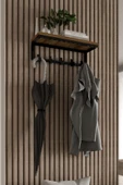 AJU Modern Portmanto Duvar Tipi Askılık ve Raf Ceket Şemsiye Çanta Havlu Elbise Posta Hol Koridor Askısı - 3