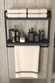 AJU 2 Katlı Raf Havluluk Kitaplık Aksesuar Rafı Ev Banyo Mutfak Düzenleyici Çok Amaçlı Raf Geniş Aralık - 1