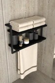 AJU Havluluk 2Katlı Kitaplık Aksesuar Rafı Ev Banyo Mutfak Düzenleyici Duvara Kolay Monte Çok Amaçlı Raf - 2