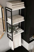 AJU Havluluk Duvar Rafı 3 Katlı Raf Banyo Mutfak Düzenleyici Modern Geniş Depolama Rafı Şık Havlu Askısı - 1