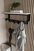 AJU Raflı Metal Duvar Askılığı – Modern Ceket, Mont, Havlu ve Şemsiye Askısı thumbnail 3