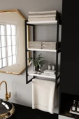 AJU Havluluk Duvar Rafı 3 Katlı Raf Banyo Mutfak Düzenleyici Modern Geniş Depolama Rafı Şık Havlu Askısı - 4