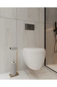 AJU Tuvalet Kağıtlığı Yedekli Gold Tasarım Ağır Döküm Ayaklı Devrilmez Banyo Tuvalet Kurulum Gerektirmez - 2