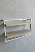 AJU Havluluk 2Katlı Kitaplık Aksesuar Rafı Ev Banyo Mutfak Düzenleyici Duvara Kolay Monte Çok Amaçlı Raf - 3