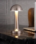 Krom Mantar Masa Lambası - Dokunmatik - 3 Renk Işık thumbnail 3