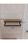AJU Havluluk Duvara Monte Raf Aksesuarlık Şal Askılığı Ev Banyo Mutfak Düzenleyici Çok Amaçlı Raf Ceviz - 7