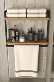 AJU 2 Katlı Raf Havluluk Kitaplık Aksesuar Rafı Ev Banyo Mutfak Düzenleyici Çok Amaçlı Raf Geniş Aralık - 1
