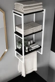 AJU Havluluk Duvar Rafı 3 Katlı Raf Banyo Mutfak Düzenleyici Modern Geniş Depolama Rafı Şık Havlu Askısı - 4