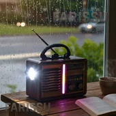 BK-7050BTS Nostaljik Solar Radyo | AM/FM/SW 3 Bant | Bluetooth, USB/TF Müzik Destekli | El Fenerli - 2