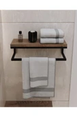 AJU Havluluk Duvara Monte Raf Aksesuarlık Şal Askılığı Ev Banyo Mutfak Düzenleyici Çok Amaçlı Raf Ceviz - 1