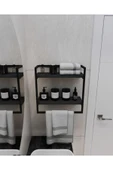 AJU Havluluk 2 Katlı Duvara Monte Raf Aksesuarlık Şal Askılığı Banyo Mutfak Düzenleyici Çok Amaçlı Raf - 2