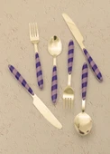 The Mia Joy Çatal Kaşık Bıçak Takımı Mor Gold 36 Parça thumbnail 2