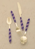 The Mia Joy Çatal Kaşık Bıçak Takımı Mor Gold 24 Parça thumbnail 2