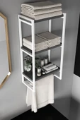 AJU Havluluk Duvar Rafı 3 Katlı Raf Banyo Mutfak Düzenleyici Modern Geniş Depolama Rafı Şık Havlu Askısı - 4