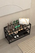 AJU Ayakkabılık Geniş Metal Modern Tasarım 3 Katlı Ayakkabı Rafı Dolabı Açık Vestiyer - 4