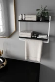 AJU 2 Katlı Raf Havluluk Kitaplık Aksesuar Rafı Ev Banyo Mutfak Düzenleyici Çok Amaçlı Raf Geniş Aralık - 4