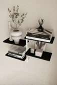 AJU 4 Katlı Duvar Rafı Metal Çerçeveli Dekoratif Kitaplık ve Raf Ünitesi Modern ve Minimalist Tasarım - 5