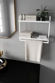 AJU 2 Katlı Raf Havluluk Kitaplık Aksesuar Rafı Ev Banyo Mutfak Düzenleyici Çok Amaçlı Raf Geniş Aralık - 4