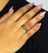 Doğal Taş Yeşil Akik Doğal Taşlı Antik Model Kadın Ayarlanabillir Yüzük euy79ya thumbnail 1