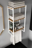 AJU Havluluk Duvar Rafı 3 Katlı Raf Banyo Mutfak Düzenleyici Modern Geniş Depolama Rafı Şık Havlu Askısı - 4
