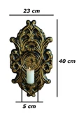 AJU Mumluk Şamdan Duvar Aplik Ev Bahçe Balkon Ofis Dekorasyonu Özel Tasarım Hediye 40x23cm Eskitme Gold. - 5
