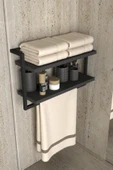 AJU Havluluk 2Katlı Kitaplık Aksesuar Rafı Ev Banyo Mutfak Düzenleyici Duvara Kolay Monte Çok Amaçlı Raf - 2