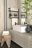 AJU Havluluk 2 Katlı Duvara Monte Raf Aksesuarlık Şal Askılığı Banyo Mutfak Düzenleyici Çok Amaçlı Raf - 3
