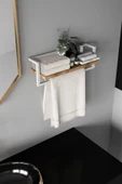 AJU Havluluk Banyo Rafı Havlu Askısı Şal Aksesuar Bakım Ürünleri Banyo Mutfak Düzenleyici Baharatlık Raf - 6