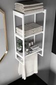 AJU Havluluk Duvar Rafı 3 Katlı Raf Banyo Mutfak Düzenleyici Modern Geniş Depolama Rafı Şık Havlu Askısı - 4