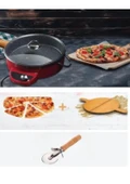 Tandırım Pizzacım Çok Amaçlı Pişirici Bordo (PİZZA KESİCİ VE KÜREK HEDİYELİ) thumbnail 1