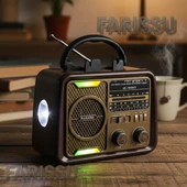 BK-7080BTS Nostaljik Görünümlü, Solar Şarjlı, USB/TF Kart/Bluetooth Müzik Çalar ve Fener - 1