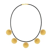 AgaKulche 22 Ayar 5 Tam Altın Siyah İpli Kolye thumbnail 3