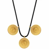 AgaKulche 22 Ayar 3 Tam Altın Siyah İpli Kolye thumbnail 1