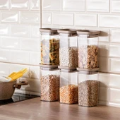 Arya 6'lı Saklama Kabı Kare Büyük Bej - 1