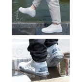 Silikon Ayakkabı Kılıfı Kaymaz Su Kir Geçirmez  M Beden Beyaz thumbnail 2