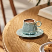 Teşvikiye 6 Kişilik Porselen Kahve Fincan Takımı Turkuaz - 2