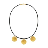 AgaKulche 22 Ayar 3 Tam Altın Siyah İpli Kolye thumbnail 3