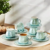 Teşvikiye 6 Kişilik Porselen Kahve Fincan Takımı Turkuaz - 1