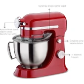 Korkmaz Pro-Mix Standlı Mikser 1600W 4.7 Lt Paslanmaz Çelik Kase 11 Kademeli Hız Ayarı Döküm Gövde thumbnail 3