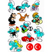 Motosiklet Etiket Sticker Seti Şirinler A4 Boy - 1