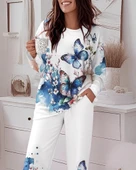 MDB Kadın Uzun Kollu Bisiklet Yaka Kelebek Desenli Iki Iplik Alt üst Takım thumbnail 2