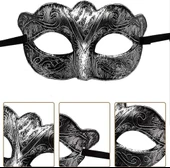 Maskeli Balo Antik Gri Gümüş Eskitilmiş Maske Balo Venedik thumbnail 1