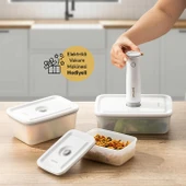 Emsan Freshlock Vakum Makineli 3'lü Saklama Kabı Beyaz thumbnail 1