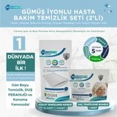 Gümüş İyonlu 2'li Hasta Hijyen Saç Yıkama Bonesi ve Vücut Temizleme Kesesi Temizlik Seti thumbnail 1