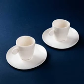 Tantitoni Round Beyaz Porselen İkili Fincan Seti 55ml thumbnail 1