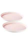 Tantitoni Space Pembe Porselen İkili Pasta Tabağı Seti 16.8cm thumbnail 1